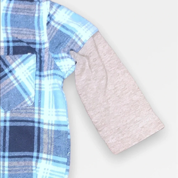 Blue Plaid Long Sleeve  Onesie - Picture 3 of 4